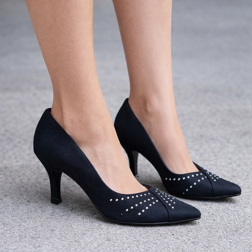 Chic Black Studded Heels